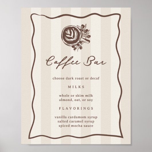 Printable Coffee Bar Menu Sign Poster (Voorkant)