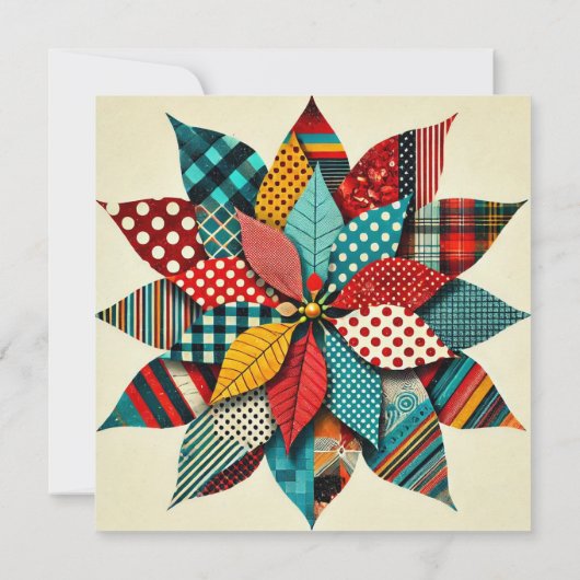 Printable Collage Pop Art Poinsettia Scrapbook Kaart (Achterkant)