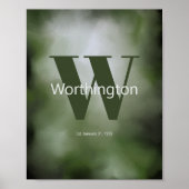 Printable Custom Family Last Name Print Green  (Voorkant)