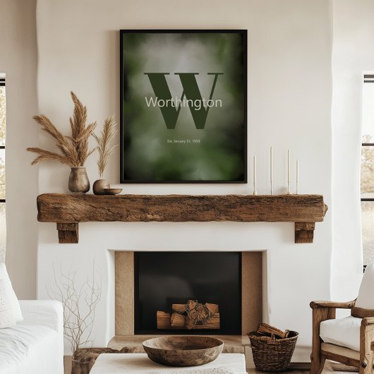 Printable Custom Family Last Name Print Green 