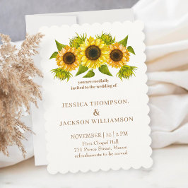 Printable Custom Wedding Card, sunflower  Kaart