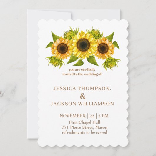 Printable Custom Wedding Card, sunflower  Kaart (Voorkant)