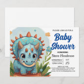 Printable Custom Whimsical Dinosaurus Baby shower Kaart (Voorkant / Achterkant)