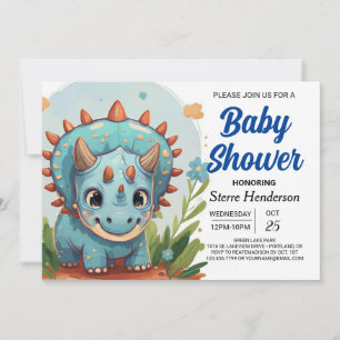 Printable Custom Whimsical Dinosaurus Baby shower Kaart