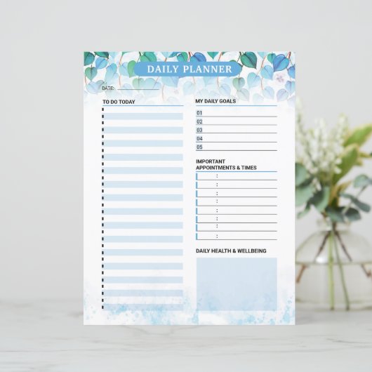 Printable Daily Planner Template (Staand voorkant)