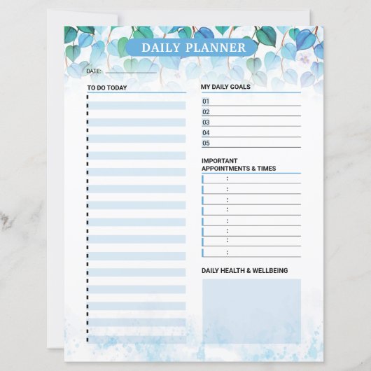 Printable Daily Planner Template (Voorkant)