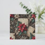 Printable Dark Academia Poinsettia Stationery Kaart (Staand voorkant)