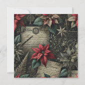 Printable Dark Academia Poinsettia Stationery Kaart (Achterkant)
