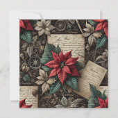 Printable Dark Academia Poinsettia Stationery Kaart (Voorkant)