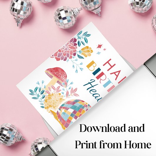 Printable Disco Garden Party Gelukkig Verjaardagst Poster