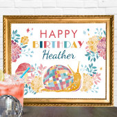 Printable Disco Garden Party Gelukkig Verjaardagst Poster