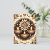 Printable Diwali Goud & Brons Scrapbook Papier Kaart (Staand voorkant)