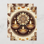 Printable Diwali Goud & Brons Scrapbook Papier Kaart (Voorkant / Achterkant)