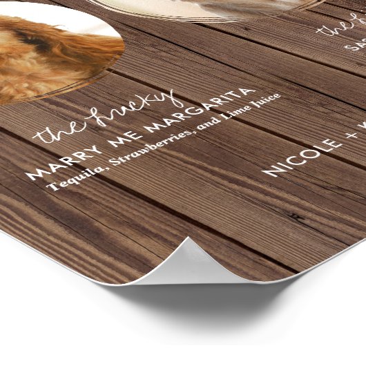 Printable Dog Signature Drinken Rustic Wedding Sig Poster (Hoek)