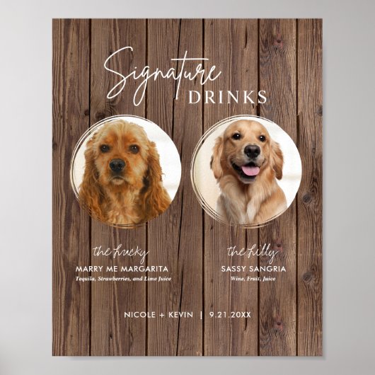 Printable Dog Signature Drinken Rustic Wedding Sig Poster (Voorkant)