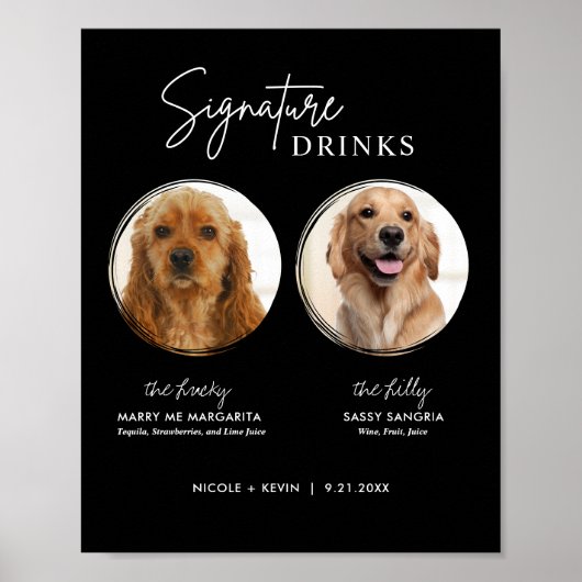 Printable Dog Signature Drinken Wedding Bar Sign Poster (Voorkant)