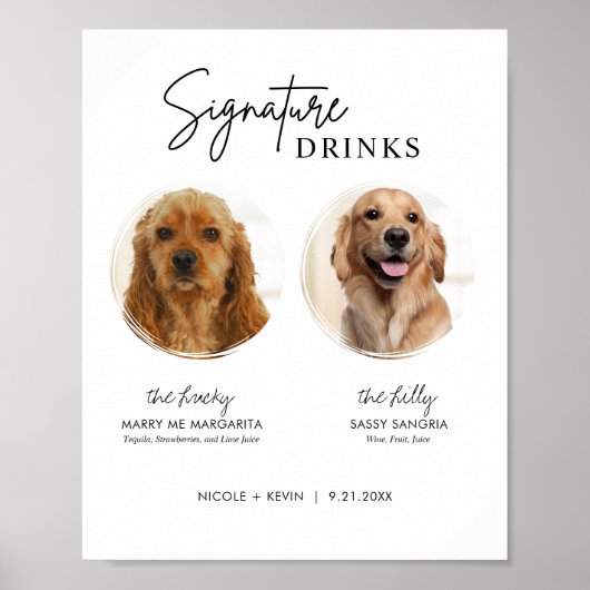 Printable Dog Signature Drinken Wedding Bar Sign Poster (Voorkant)