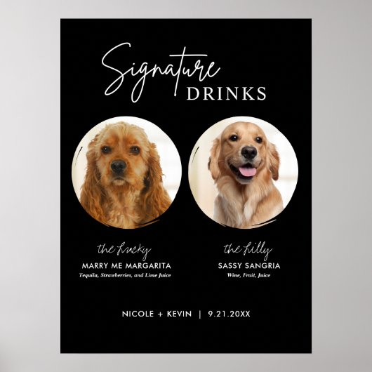 Printable Dog Signature Drinken Wedding Bar Sign Poster (Voorkant)