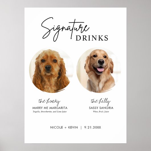 Printable Dog Signature Drinken Wedding Bar Sign Poster (Voorkant)