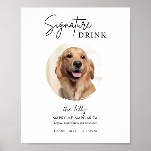 Printable Dog Wedding Signature Drink Sign Poster (Voorkant)