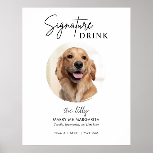 Printable Dog Wedding Signature Drink Sign Poster (Voorkant)