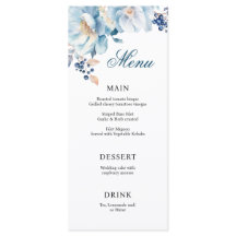Printable Dusty Blue Florals Bruiloft Menu