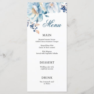 Printable Dusty Blue Florals Bruiloft Menu