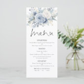 Printable Dusty Blue FloralsWedding Thank You Menu (Staand voorkant)