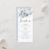 Printable Dusty Blue FloralsWedding Thank You Menu (Voorkant / Achterkant in situ)
