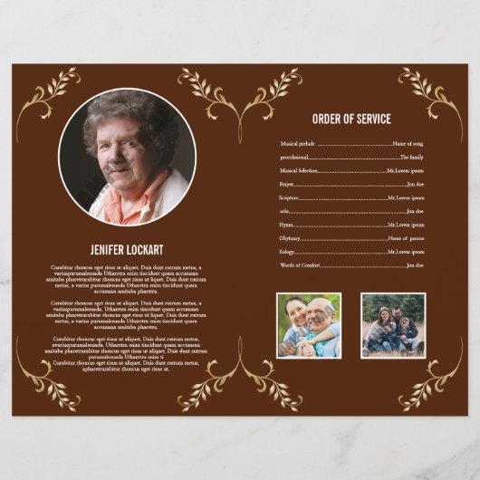 Printable Elegant Funeral Program Sjabloon (Achterkant)