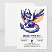 Printable Enchanted Dragon Birthday Kaart (Voorkant / Achterkant)
