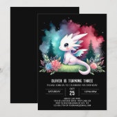 Printable Enchanted Dragon Birthday Kaart (Voorkant / Achterkant)