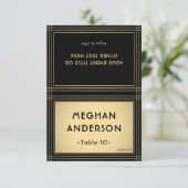 Printable Escort Card - Classic Black and Gold Kaart (Staand voorkant)