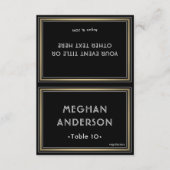 Printable Escort Card - Elegant Black and Gold Kaart (Voorkant)