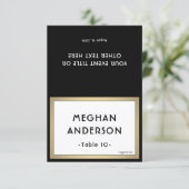 Printable Escort Card - Modern Black and Gold Kaart (Staand voorkant)