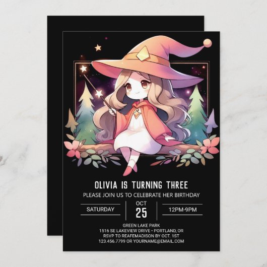 Printable Fantasy Wizard Verjaardag Kaart (Voorkant / Achterkant)