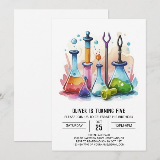 Printable Flask Potion Wetenschapper Verjaardag Kaart (Voorkant / Achterkant)