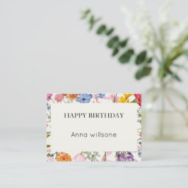 Printable Floral Birthday Card | Instant Download Informatiekaartje