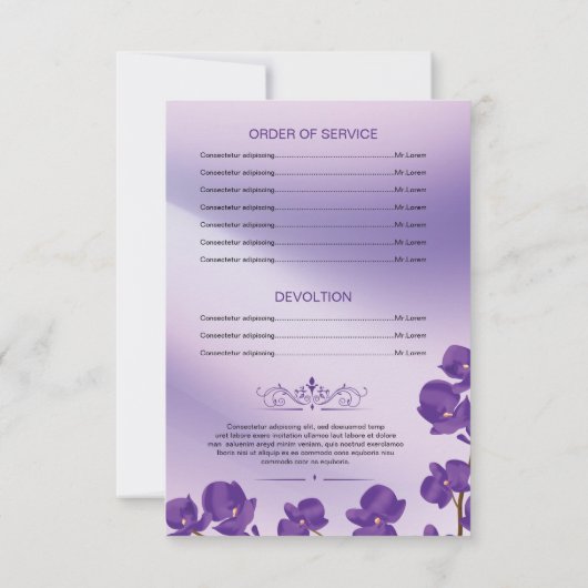 Printable Floral Funeral Program Card Kaart (Achterkant)