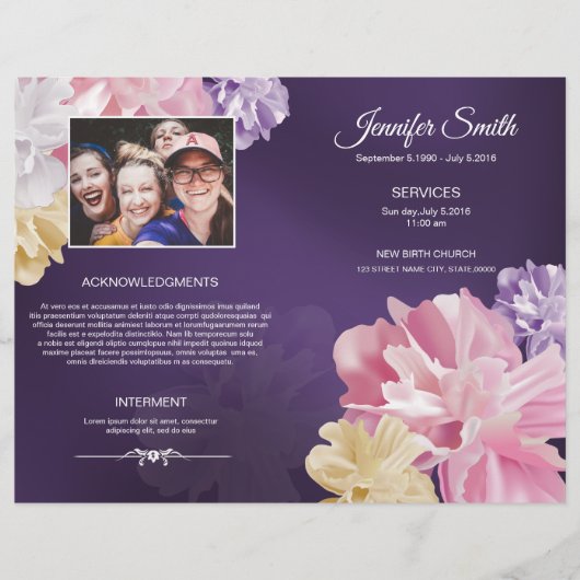 Printable Floral Funeral Program Sjabloon (Voorkant)