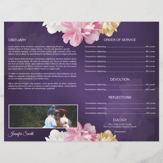 Printable Floral Funeral Program Sjabloon (Achterkant)