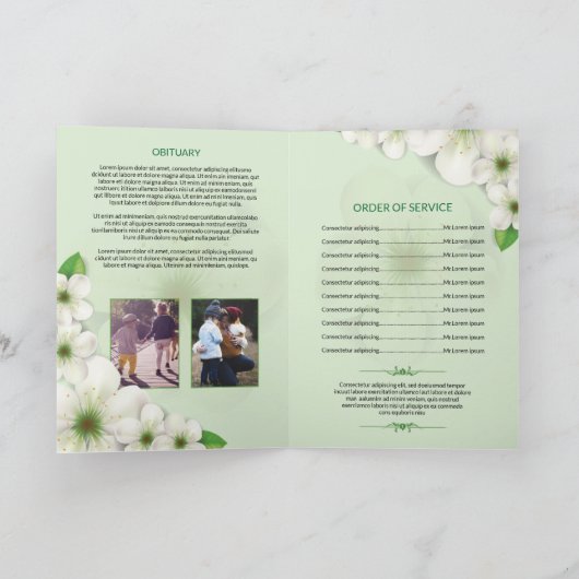 Printable Floral Funeral Program Sjabloon (Binnen)