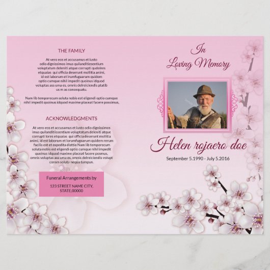Printable Floral Funeral Program Sjabloon (Voorkant)