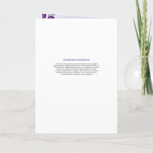 Printable Floral Funeral Programme Sjabloon (Achterkant)