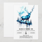 Printable Forest Stag Verjaardag Kaart (Voorkant / Achterkant)