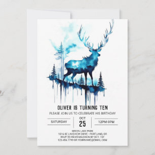 Printable Forest Stag Verjaardag Kaart
