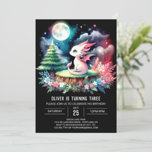 Printable Fun Dragon Verjaardag Kaart (Staand voorkant)