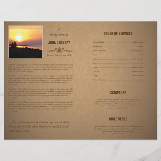 Printable Funeral Brochure Sjabloon (Achterkant)