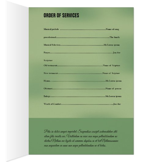 Printable Funeral Brochure Sjabloon (Binnen (Rechts))