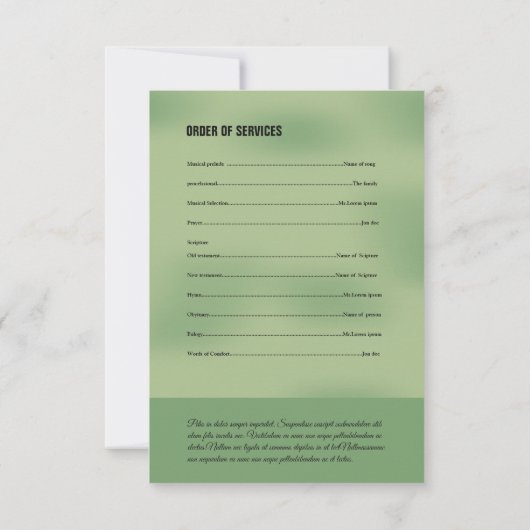 Printable Funeral Card Kaart (Achterkant)